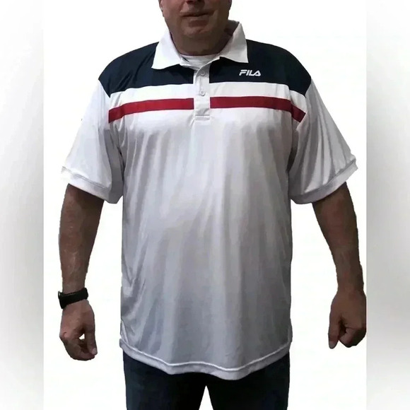FILA Men's Classic short sleeve polo shirt with chest graphic logo design 5X NWT - Picture 2 of 2